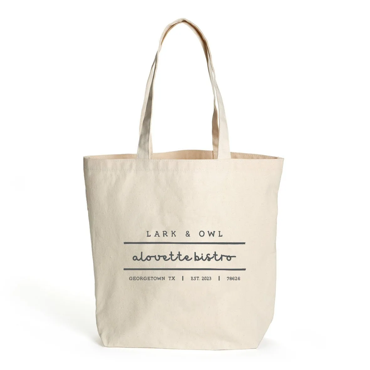 10 Oz. Natural Canvas Market Tote Printed with a Customizable HAPPY PLACE Design