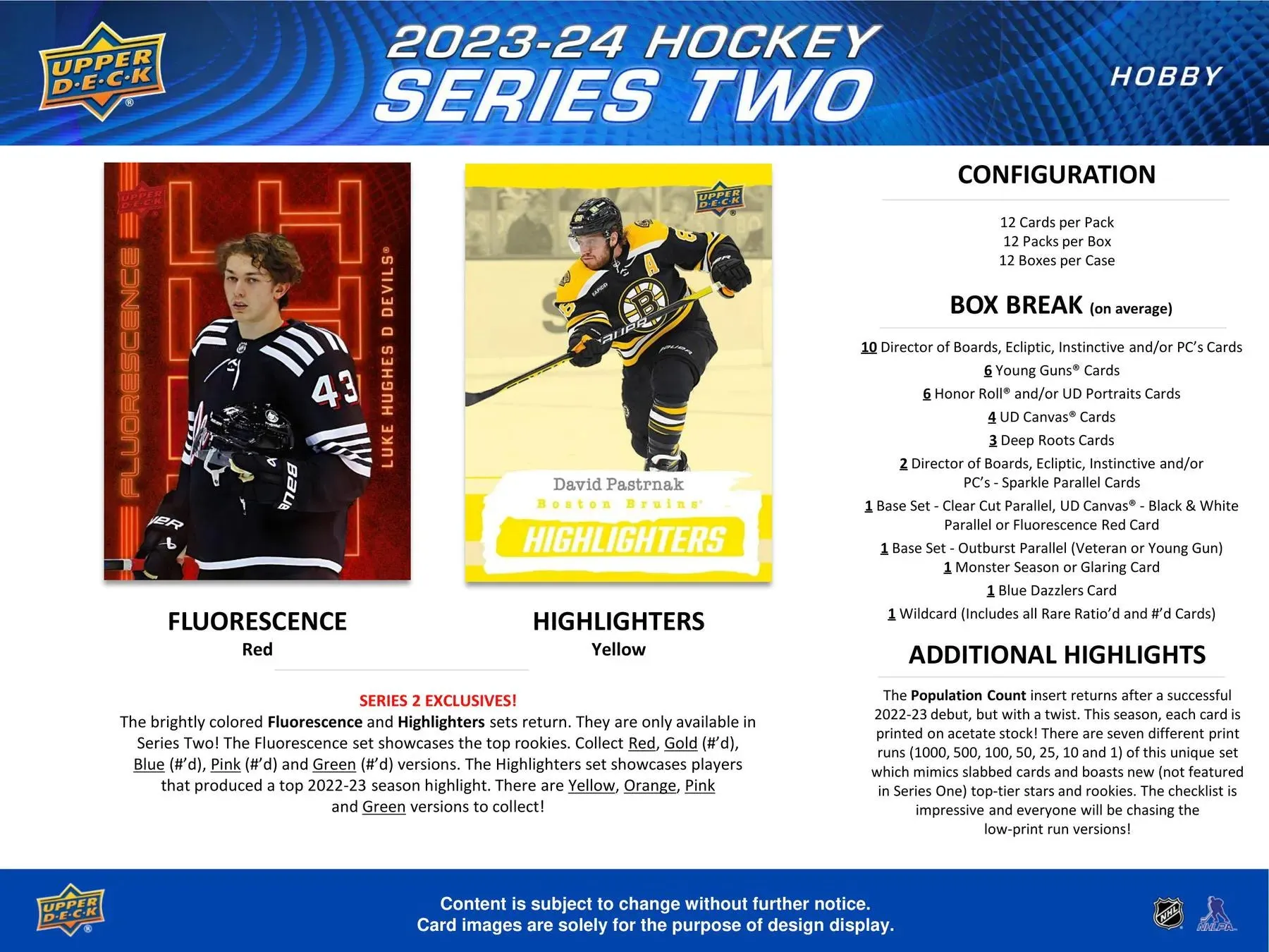 2023/24 Upper Deck Series 2 Hockey Hobby Box 12 Packs per Box, 12 Cards per Pack