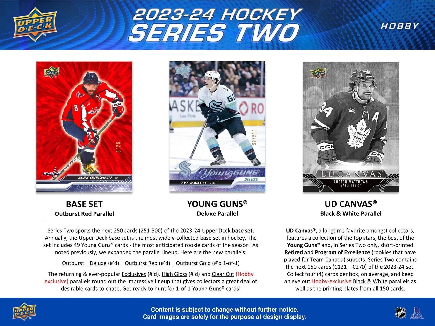 2023/24 Upper Deck Series 2 Hockey Hobby Box 12 Packs per Box, 12 Cards per Pack