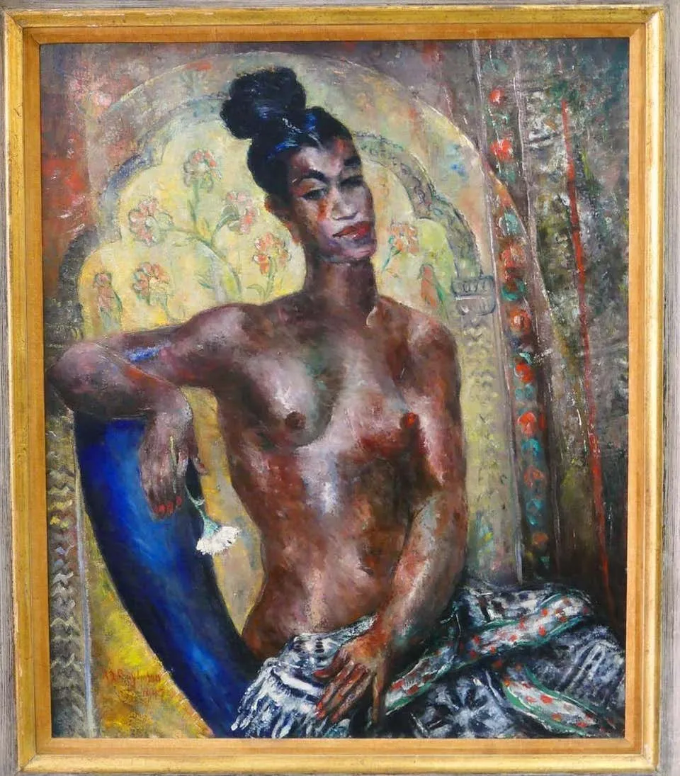 Abraham Baylinson Modernist Nude Woman Oil on Canvas