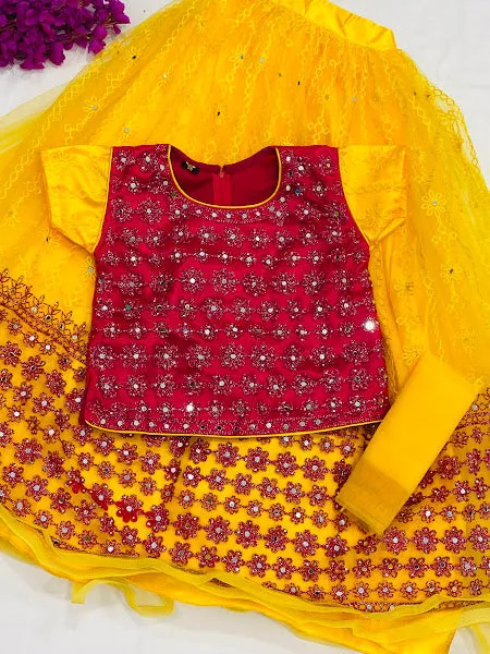 Appealing Yellow Color Designer Lehenga Choli With Embroidery Work