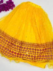 Appealing Yellow Color Designer Lehenga Choli With Embroidery Work