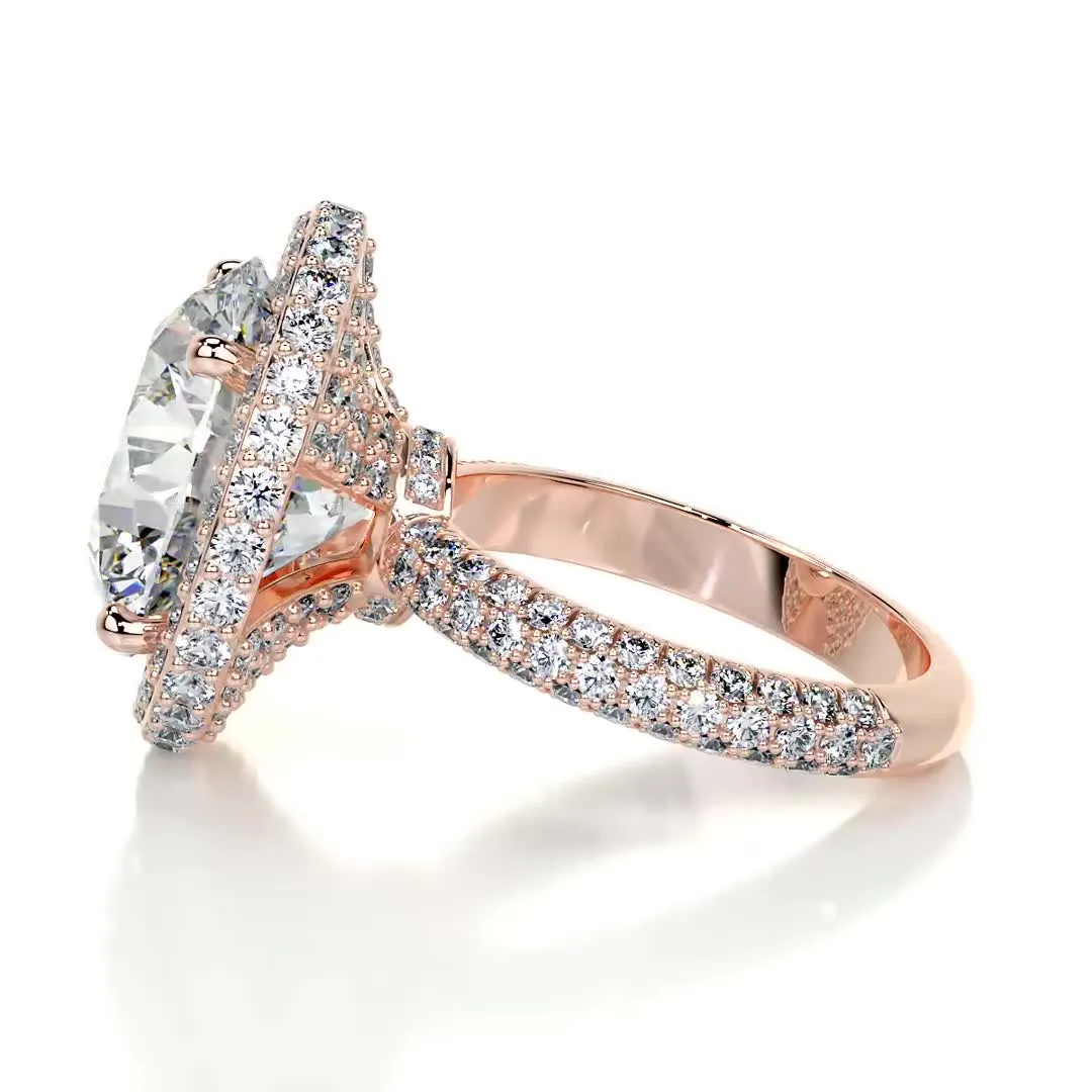 Asia Moissanite & Diamonds Ring   (10 Carat) -14K Rose Gold (RTS)