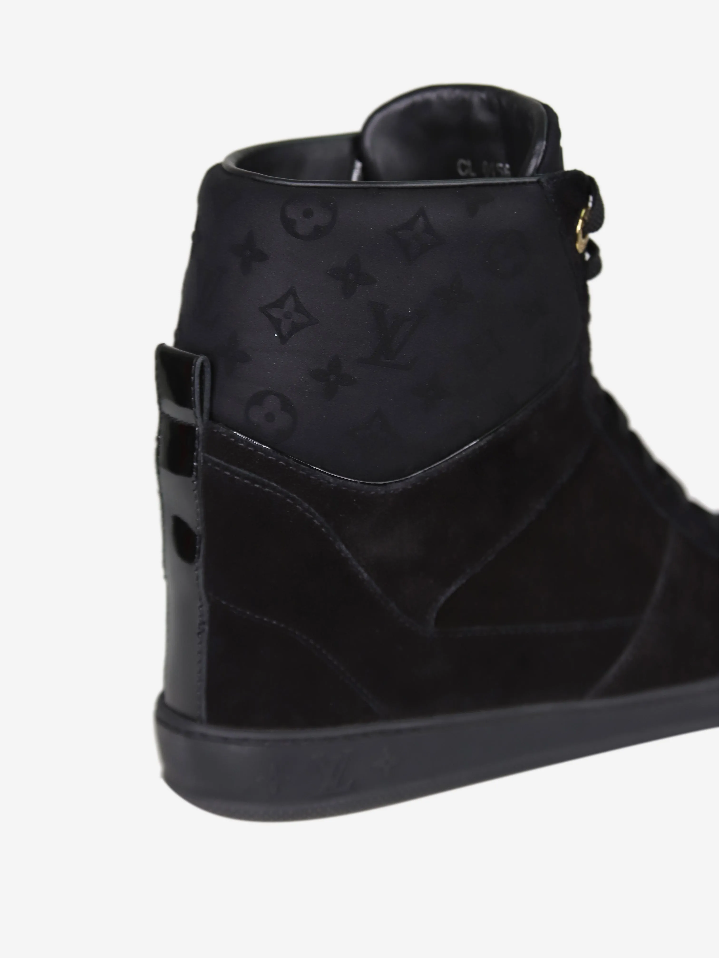 Black monogram detail suede high-top trainers - size EU 37.5