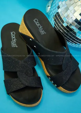 Bonny Wedge by Corkys - Black Shimmer