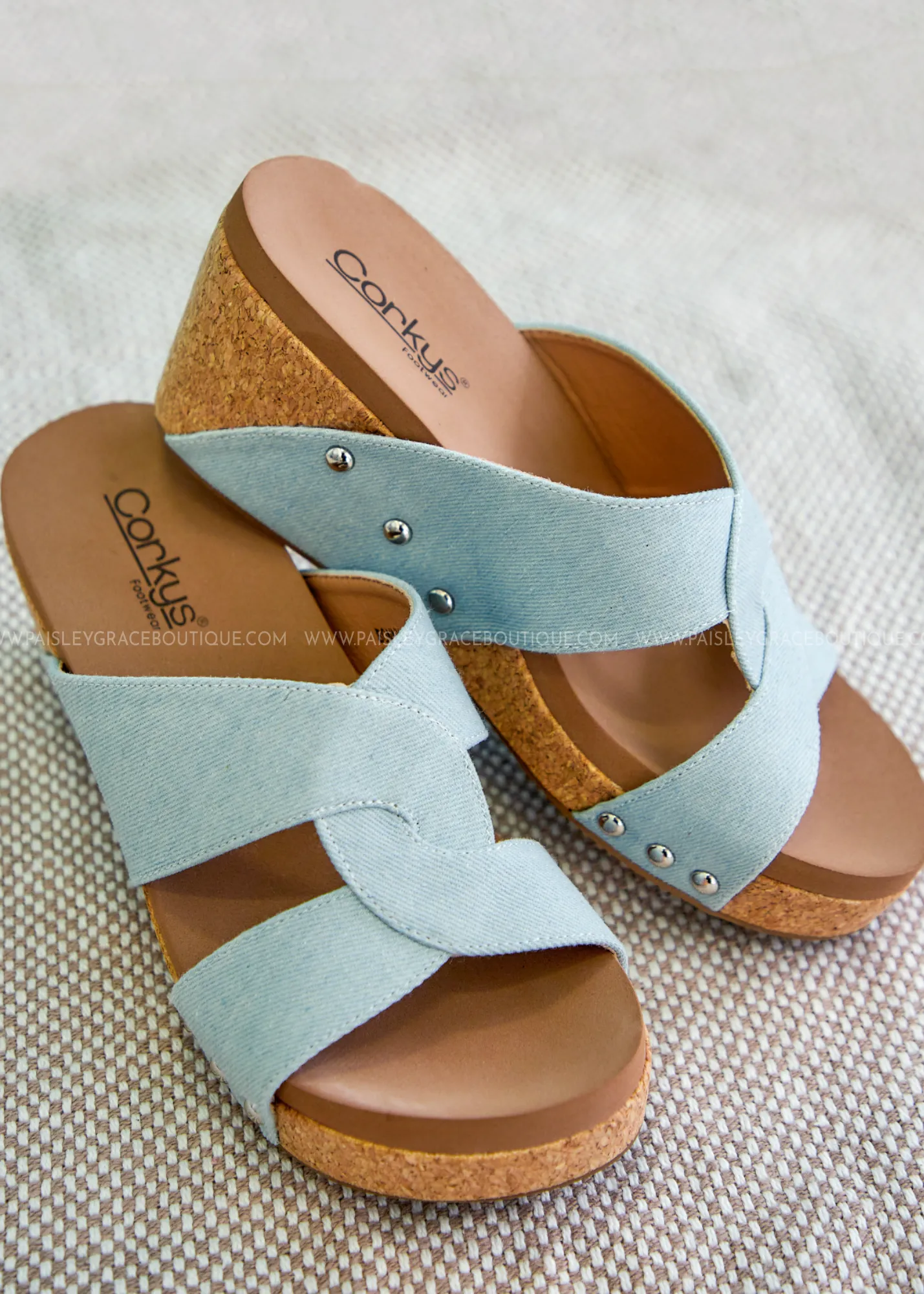 Bonny Wedge by Corkys - Light Blue Denim