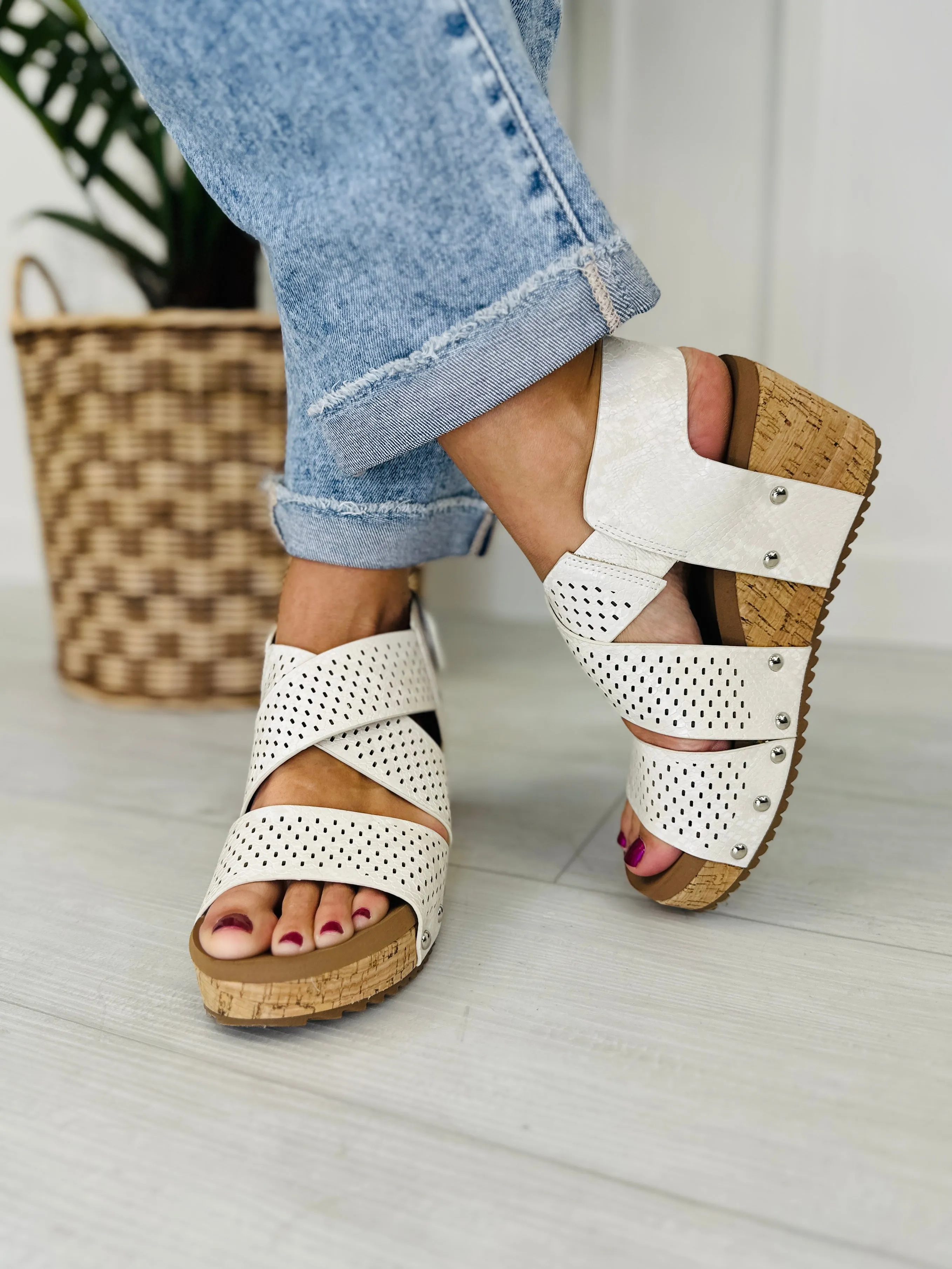 Bringing The Fun Wedges In Ivory Snake