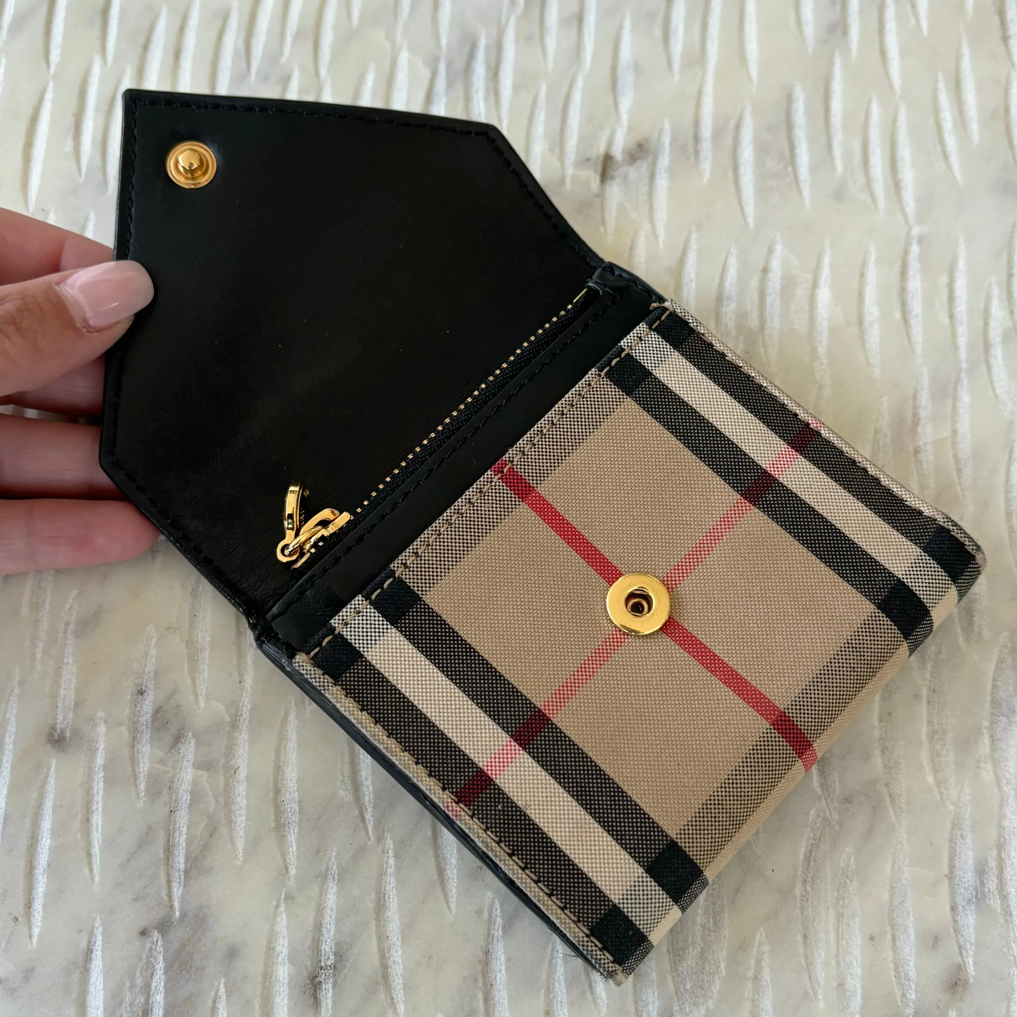 Burberry Lila Vintage Check & Leather Bifold Wallet