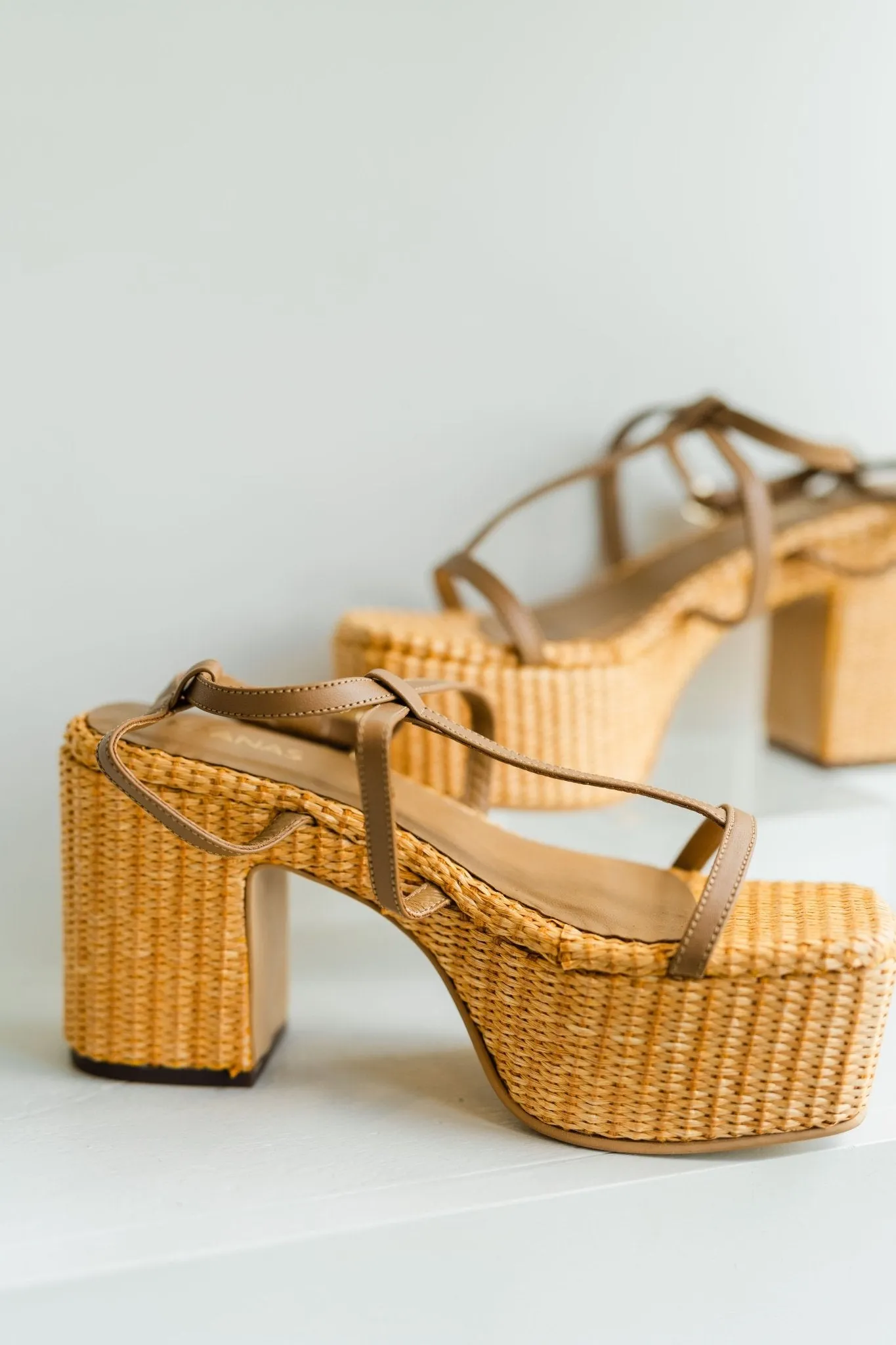 Caramel Solta Naked Leather Basketweave Platform