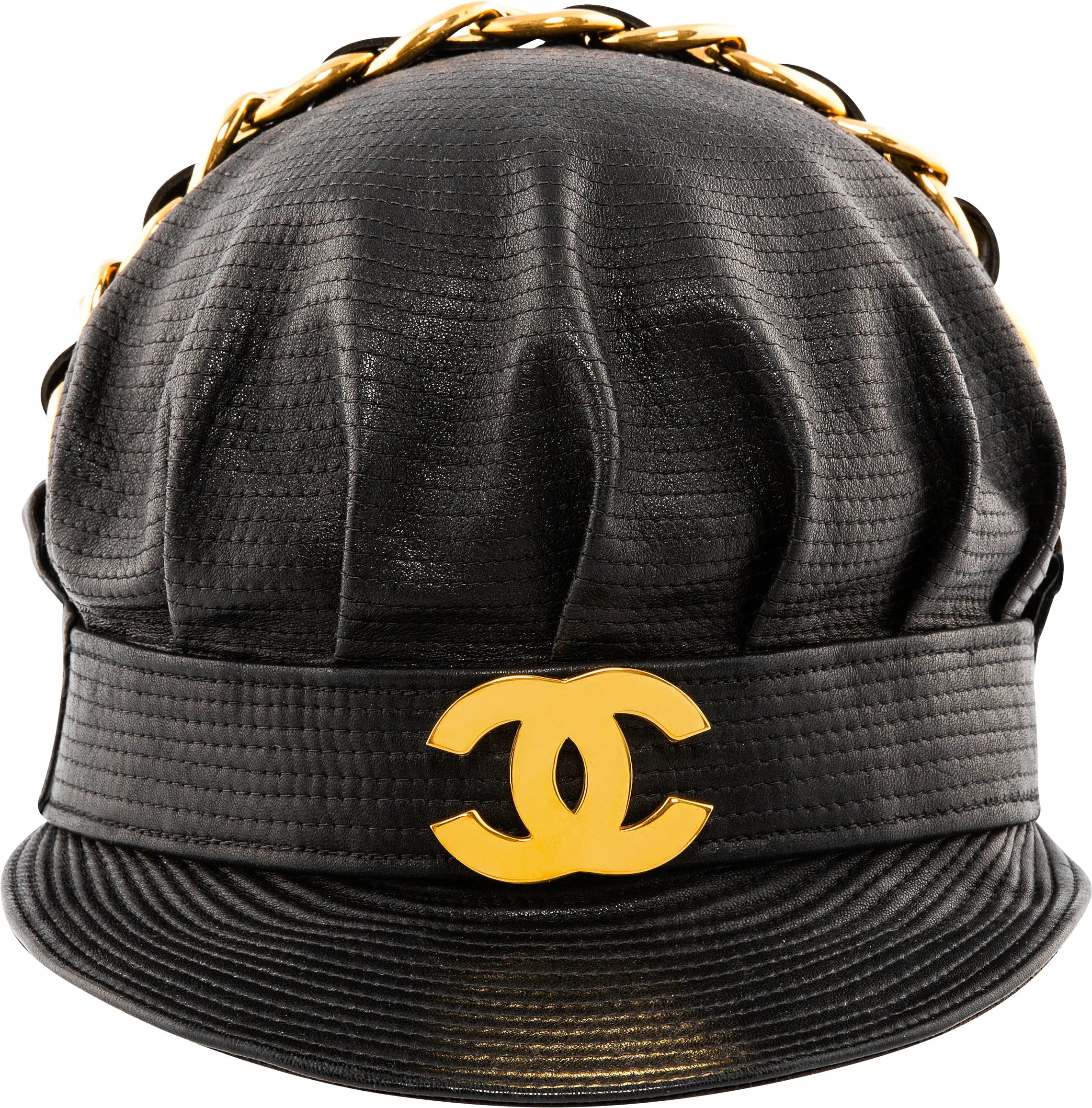 Chanel Fall 1991 Leather Chain Biker Hat