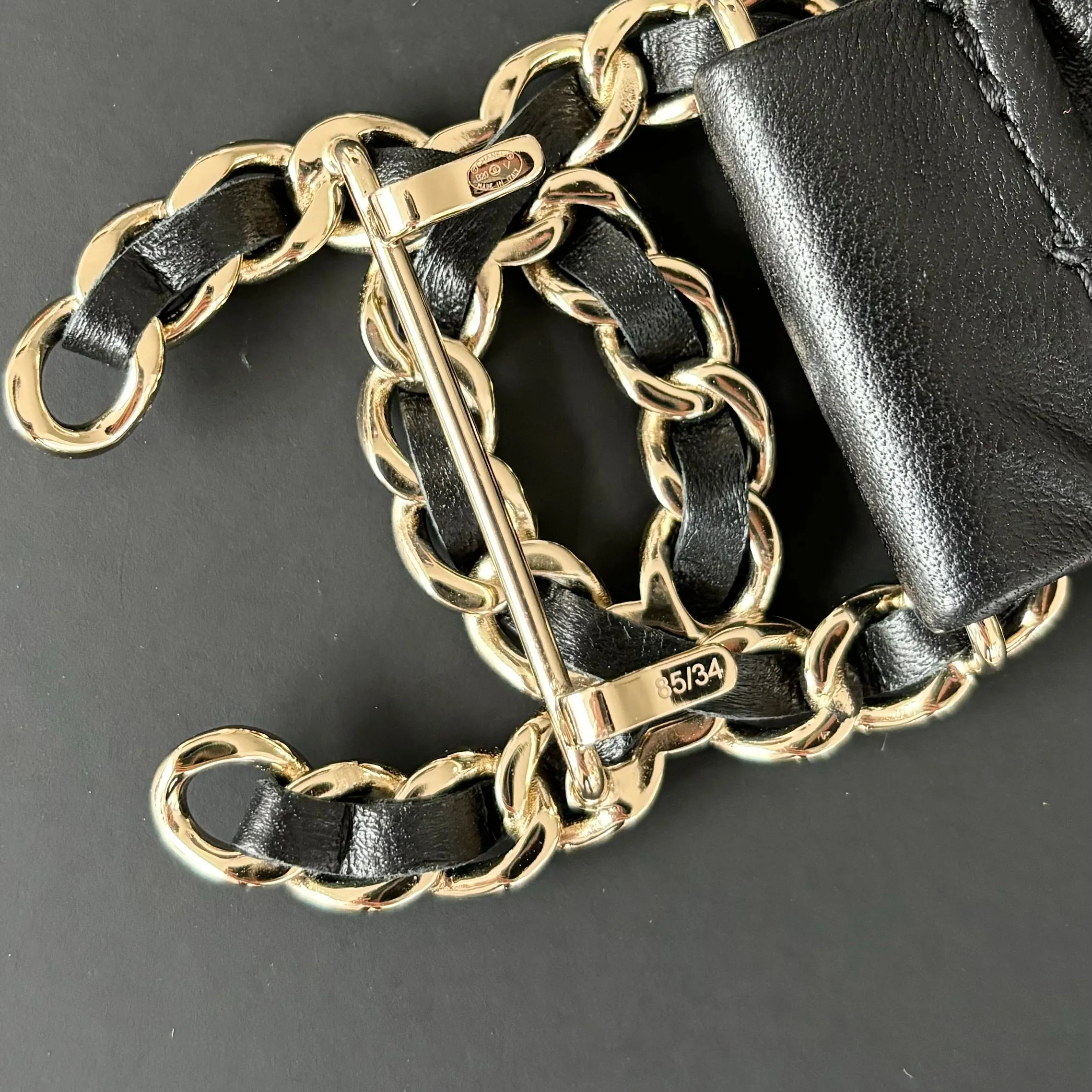 Chanel Lambskin Ruched Chain CC Belt