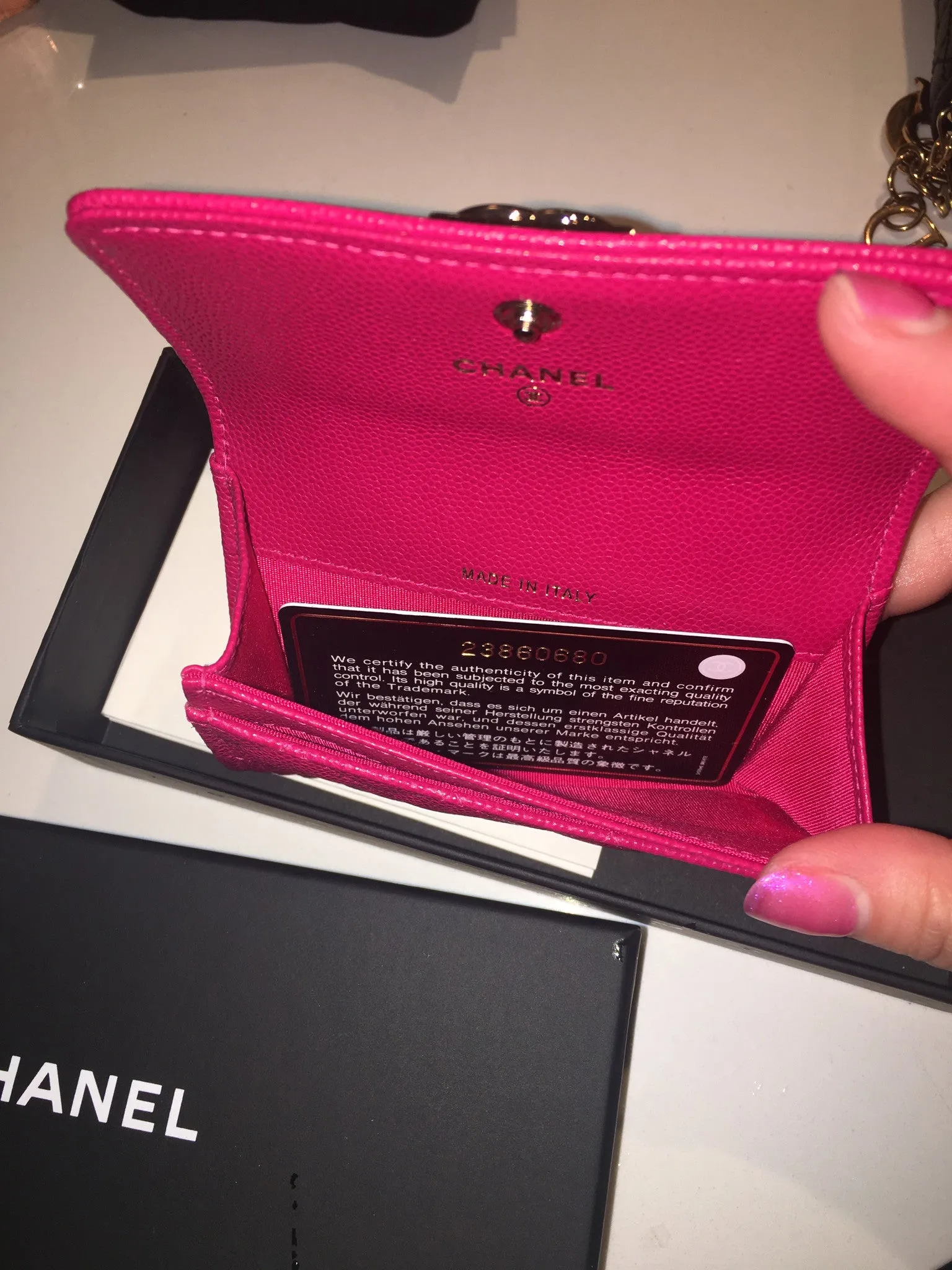 Chanel le boy card wallet