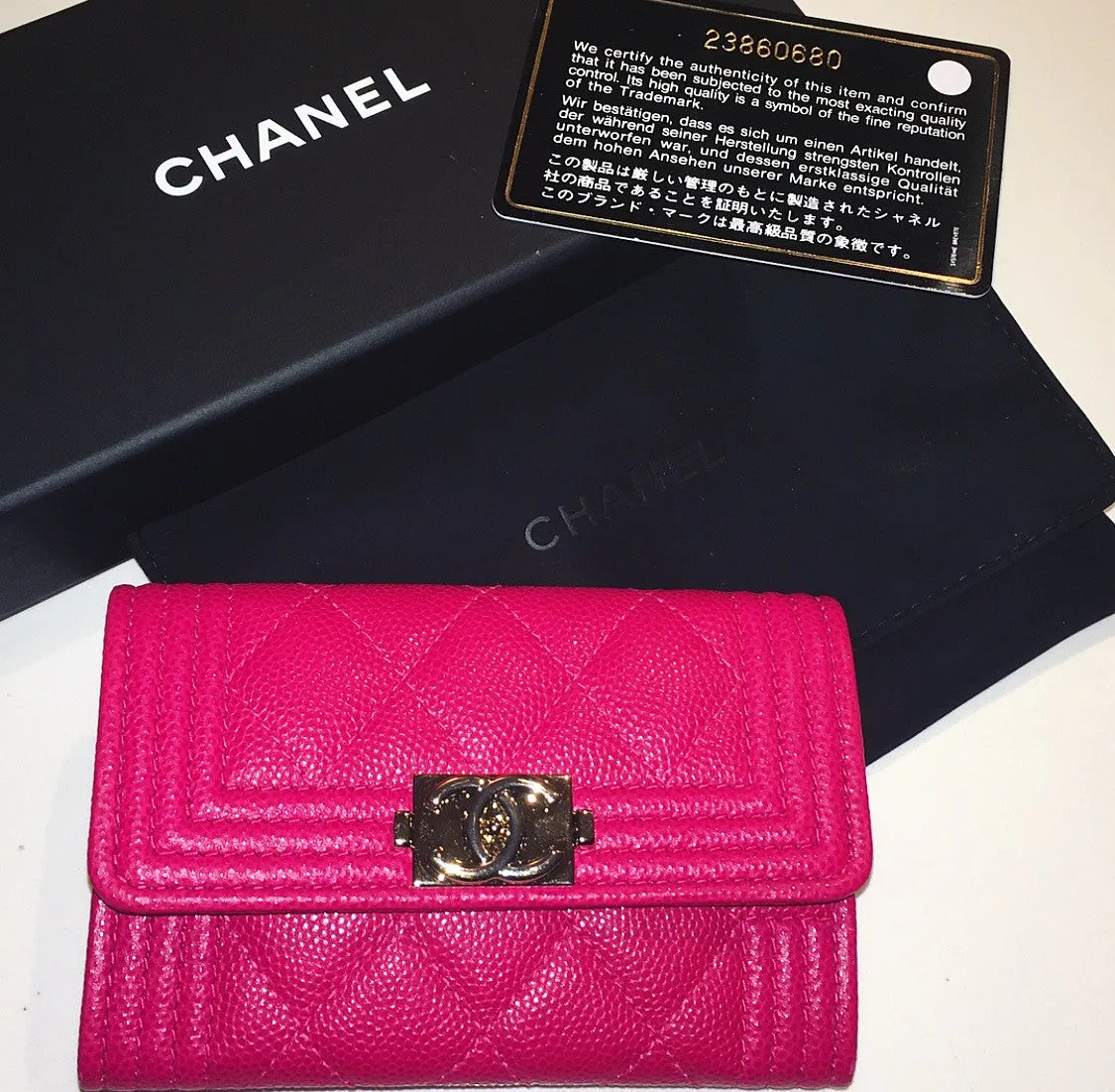 Chanel le boy card wallet