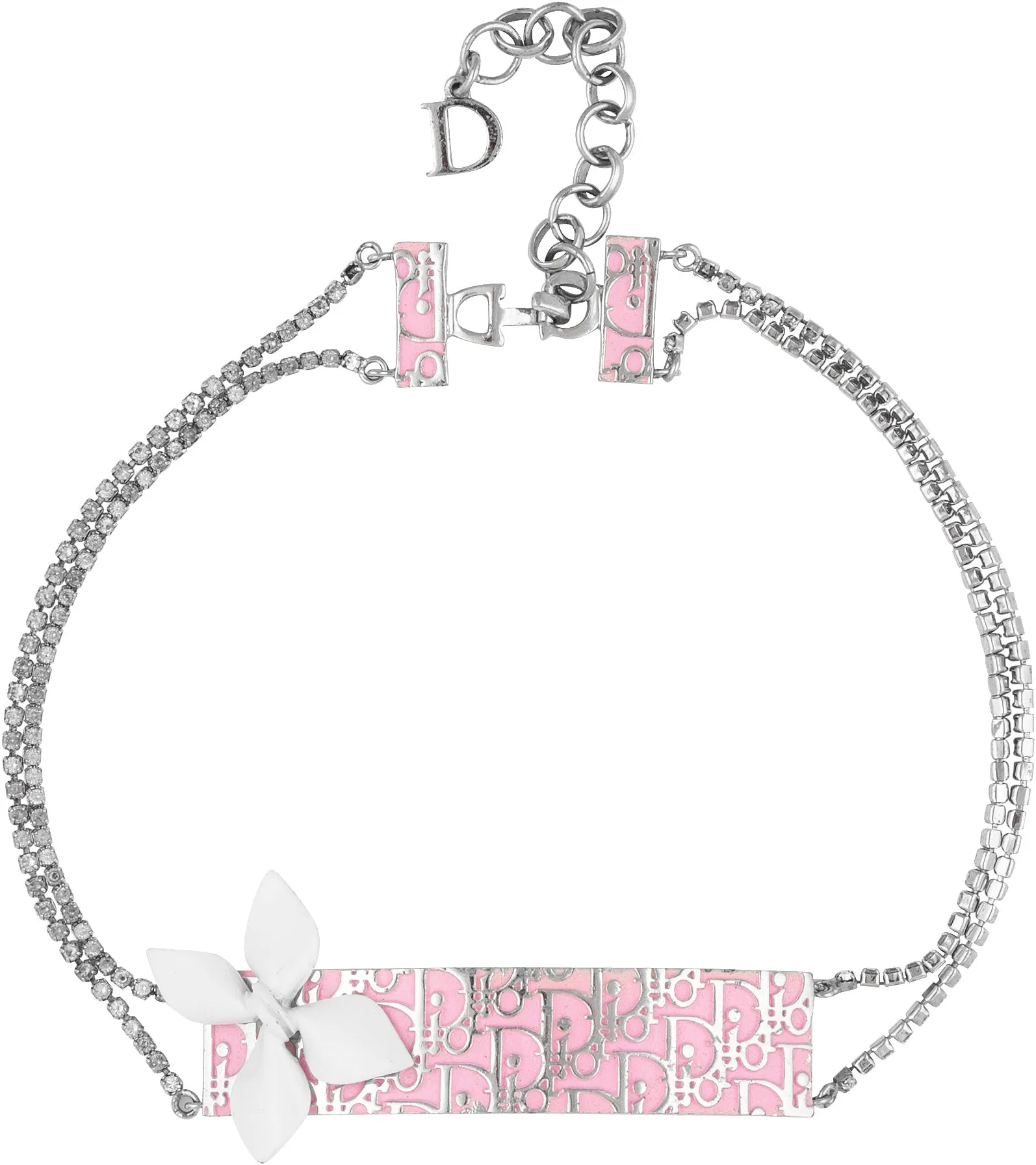 Christian Dior Girly Diorissimo Embellished Choker Necklace