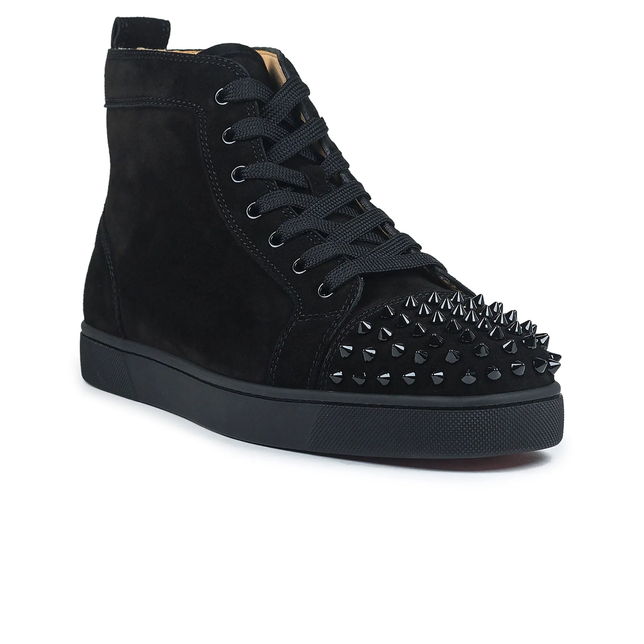 Christian Louboutin Lou Orlato Flat Spikes Suede Black