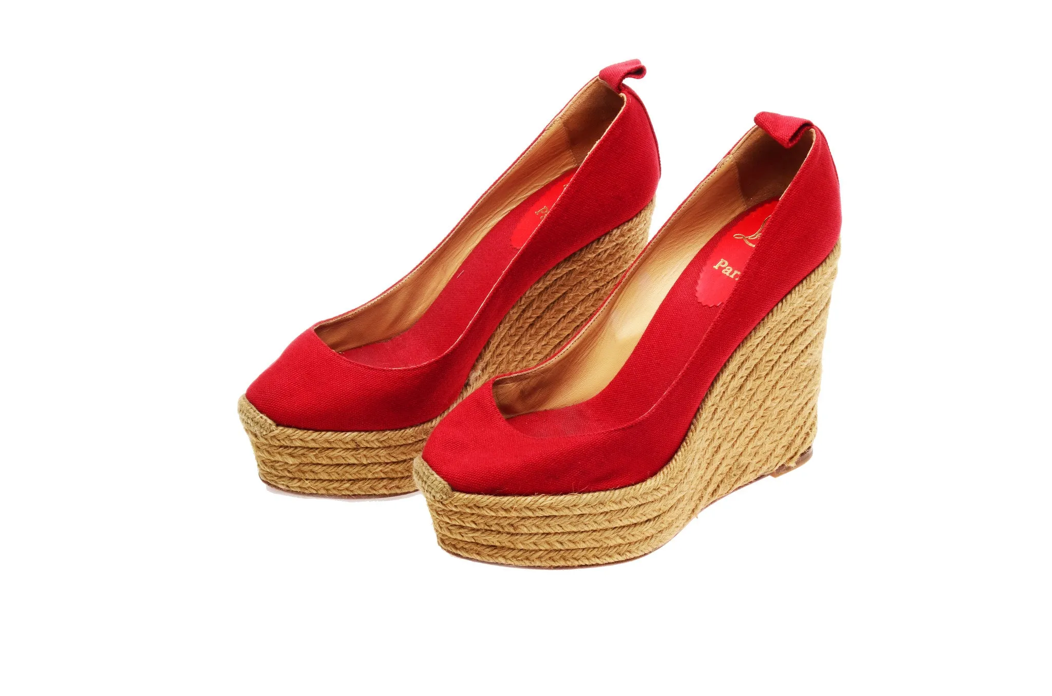 Christian Louboutin - Red Platform Ankle Wrap Wedge - IT 39