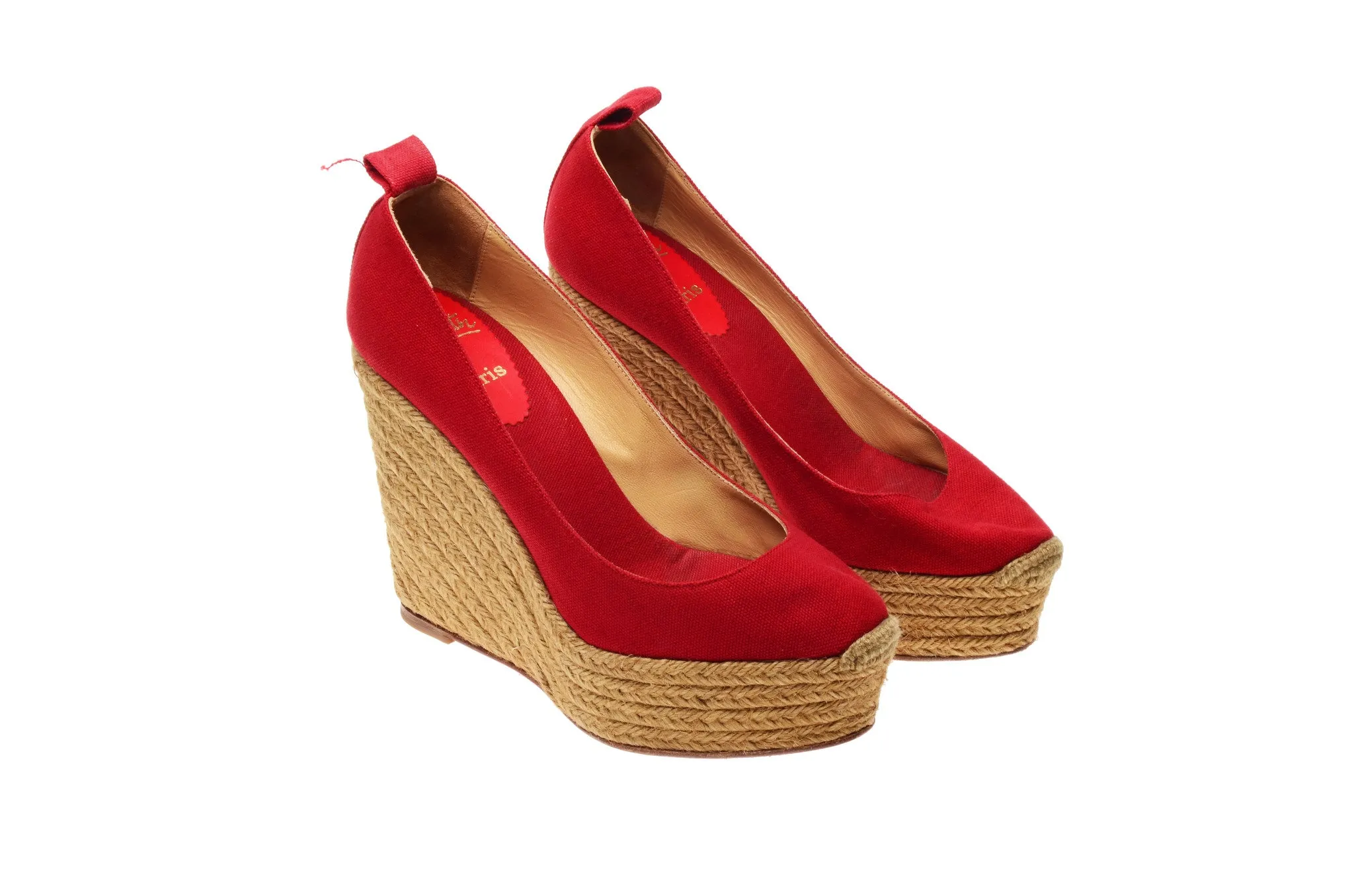 Christian Louboutin - Red Platform Ankle Wrap Wedge - IT 39