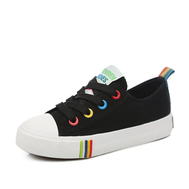 Color laces Children canvas shoes