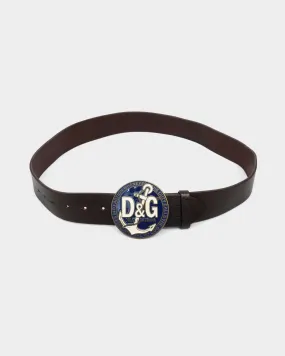 Dolce & Gabbana Anchor Brown Leather Belt 2000's