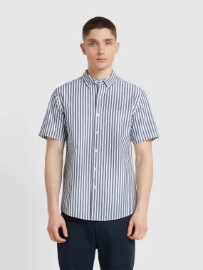 Edson Short Sleeve Button Down Shirt In True Navy