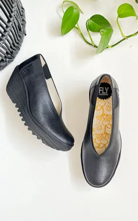 Fly London YOZA Leather Shoe | Black   Ocean