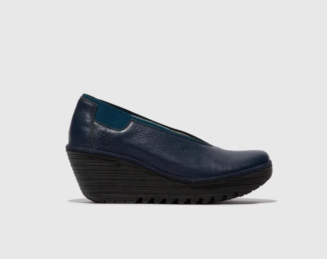 Fly London YOZA Leather Shoe | Black   Ocean