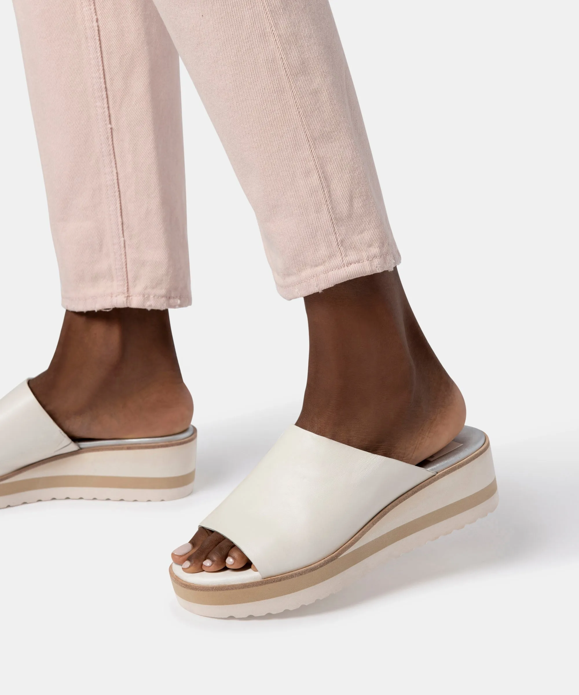 FRETA WEDGES WHITE LEATHER - re:vita