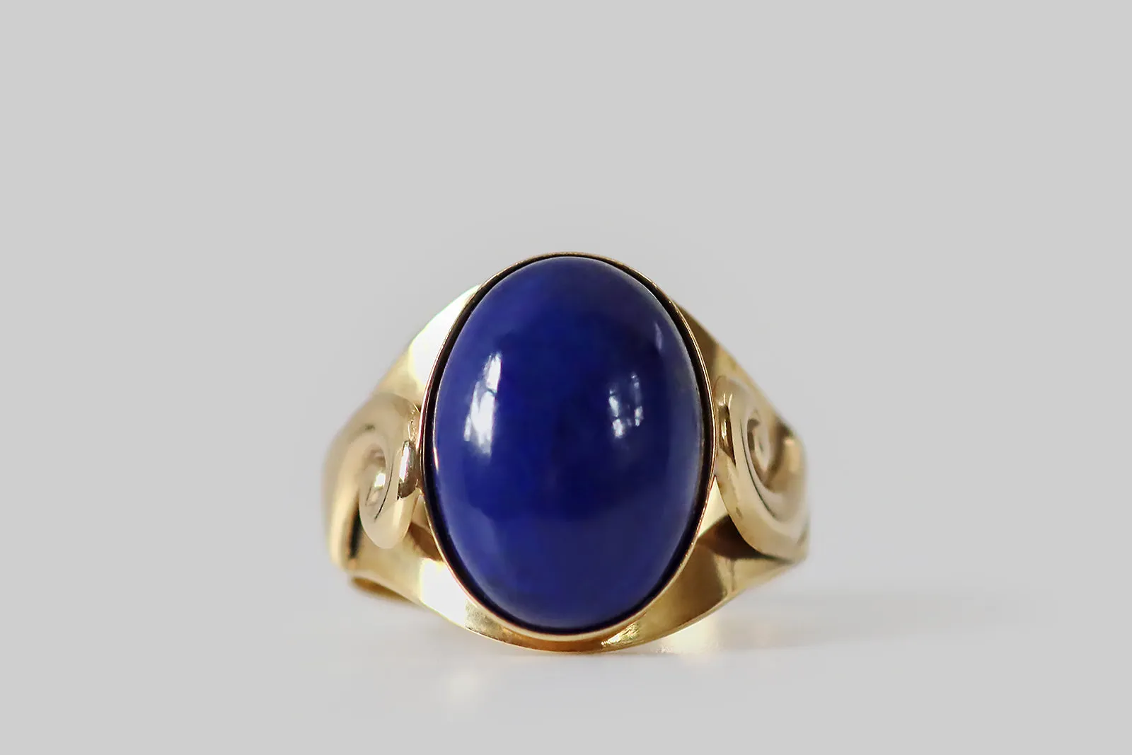 Graphic Italian Lapis Lazuli Ring with Spirals