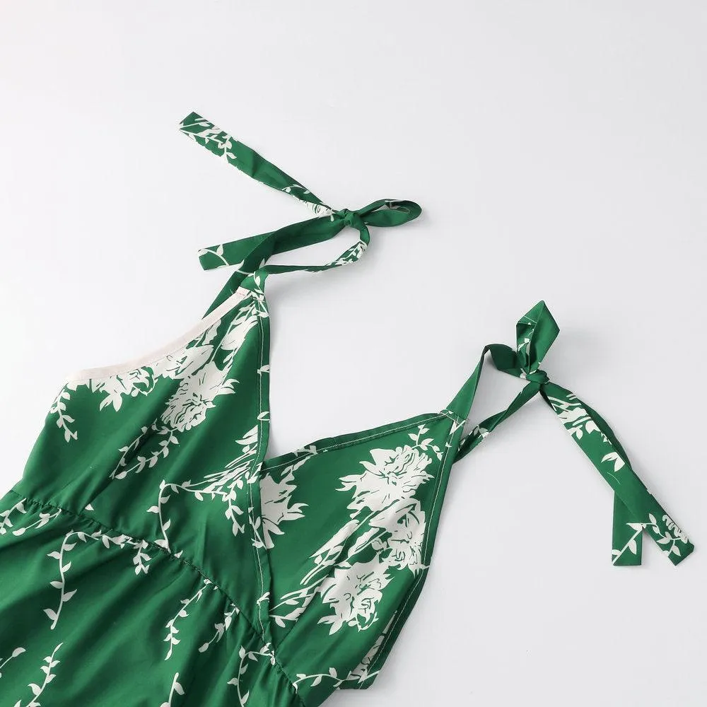 GREEN DELIGHT RUFFLED MINI SUNDRESS