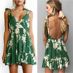 GREEN DELIGHT RUFFLED MINI SUNDRESS