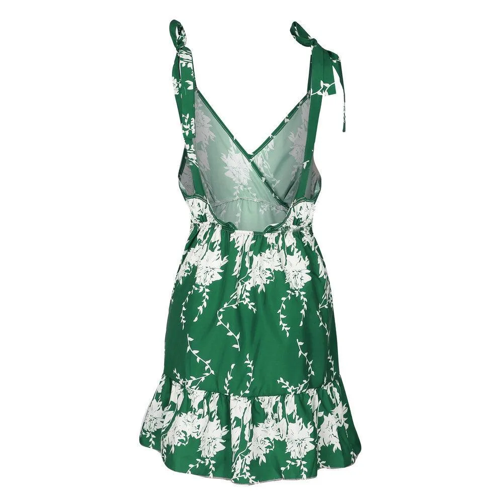 GREEN DELIGHT RUFFLED MINI SUNDRESS