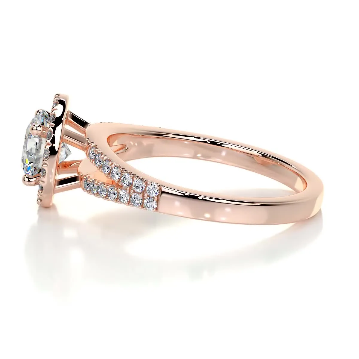 Hazel Moissanite & Diamonds Ring -14K Rose Gold