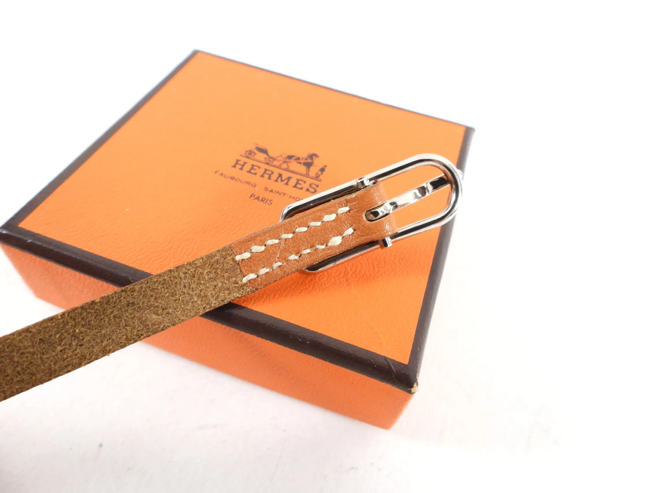 Hermes Natural Leather Palladium Quadruple Tour Bracelet