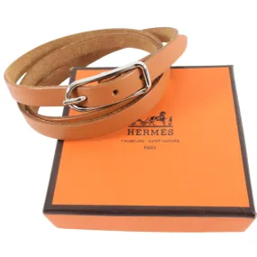 Hermes Natural Leather Palladium Quadruple Tour Bracelet