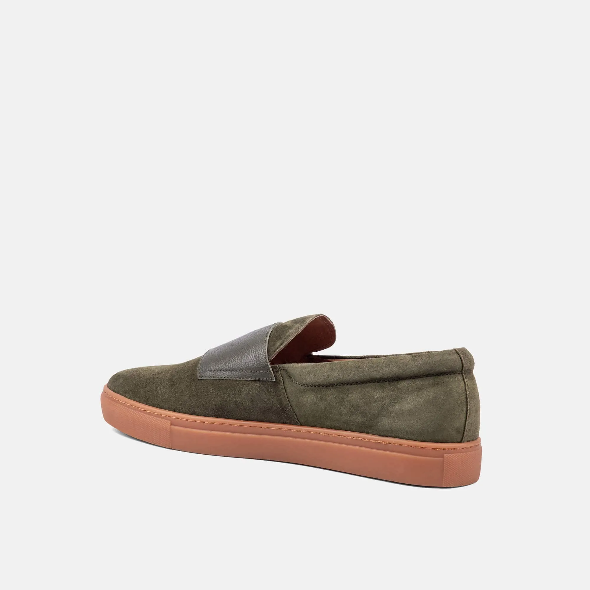 Kyler Olive Leather Monk Strap Sneakers