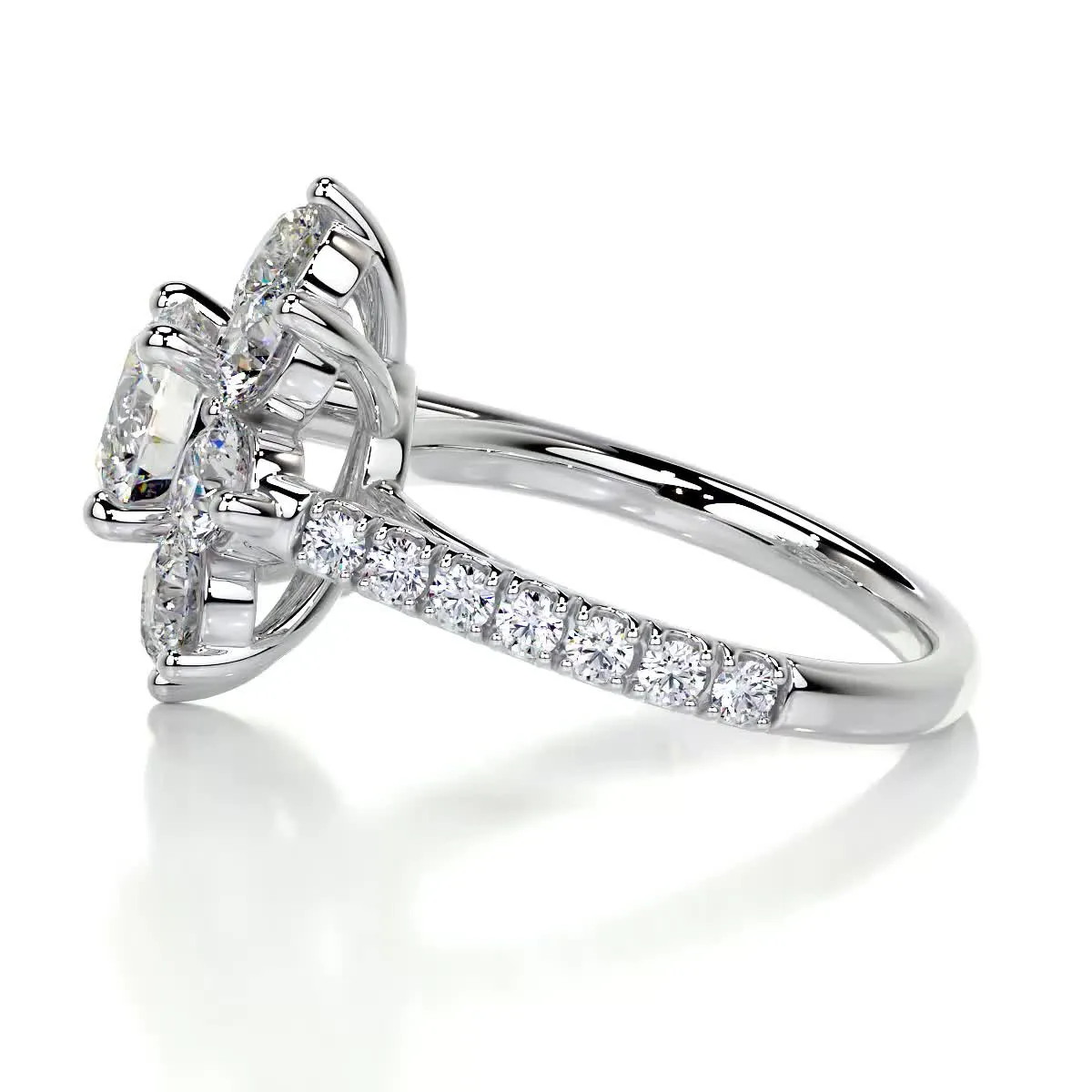 La Fleur Moissanite & Diamonds Ring -18K White Gold