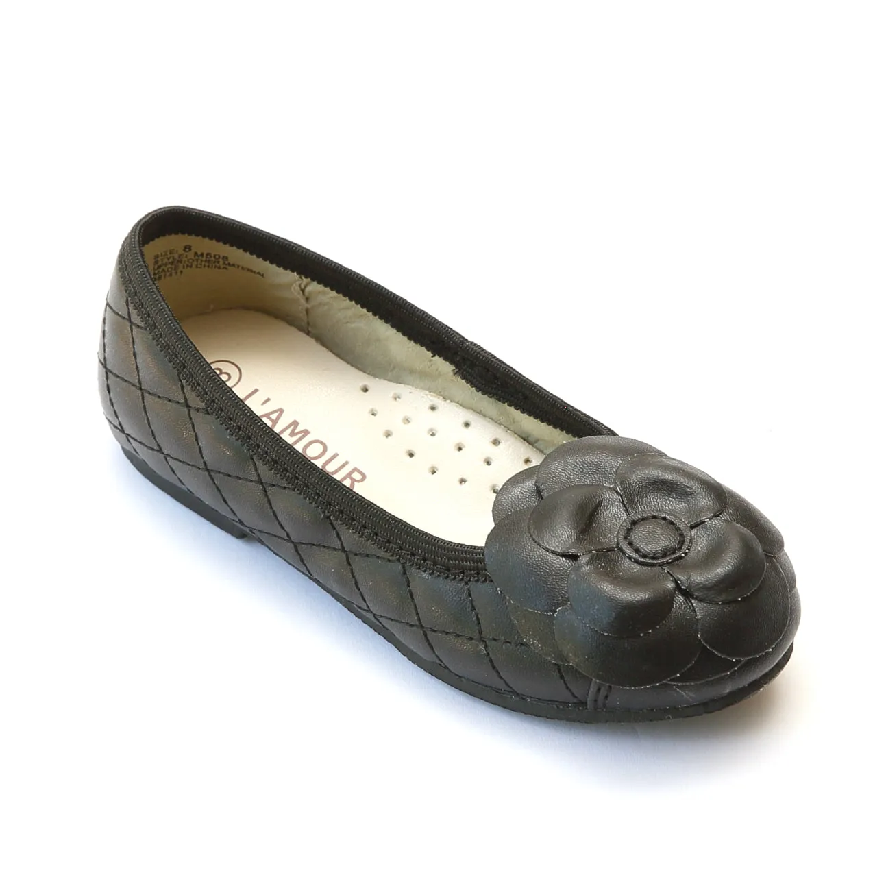 L'Amour Girls Quilted Camellia Flats