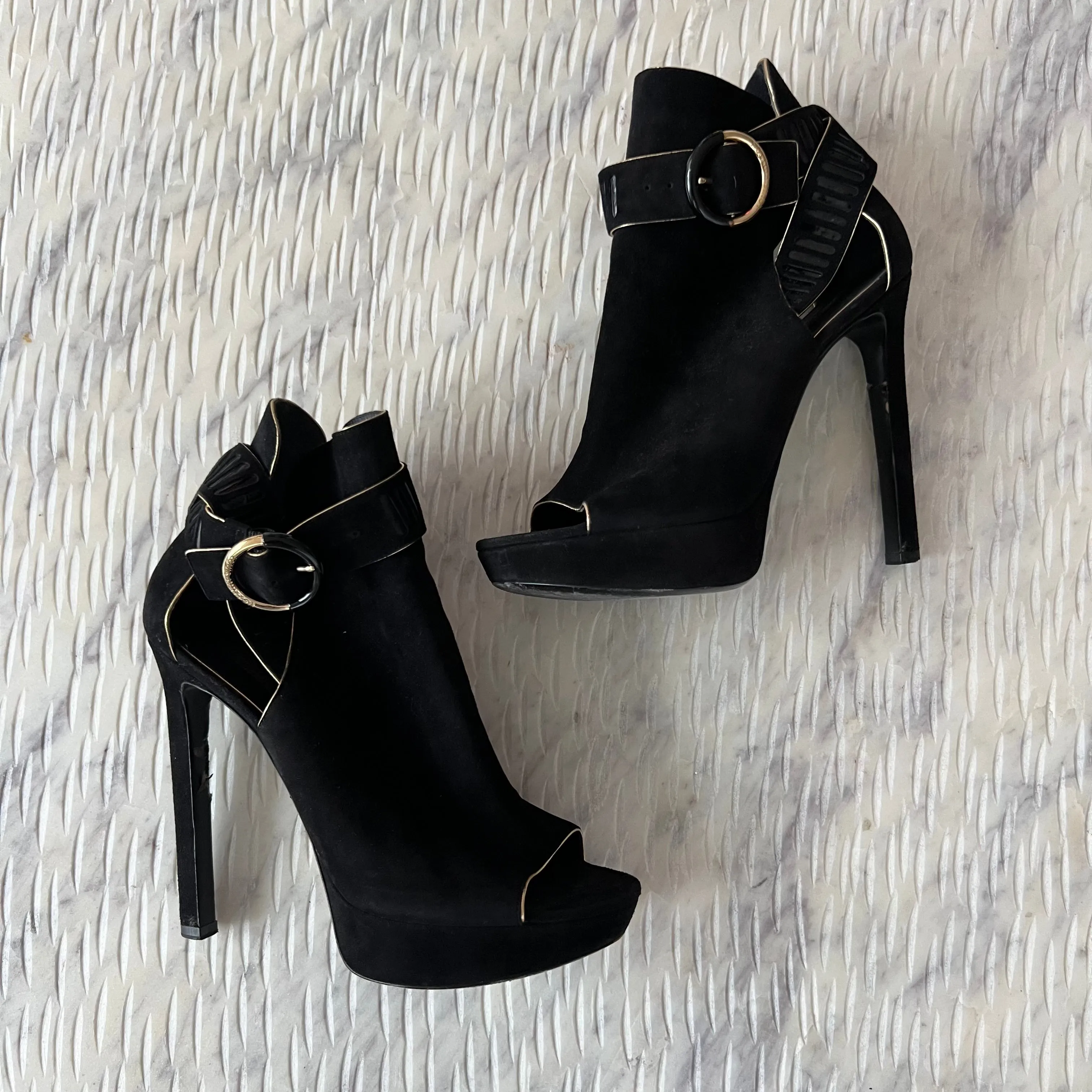 Louis Vuitton Black Suede Heels