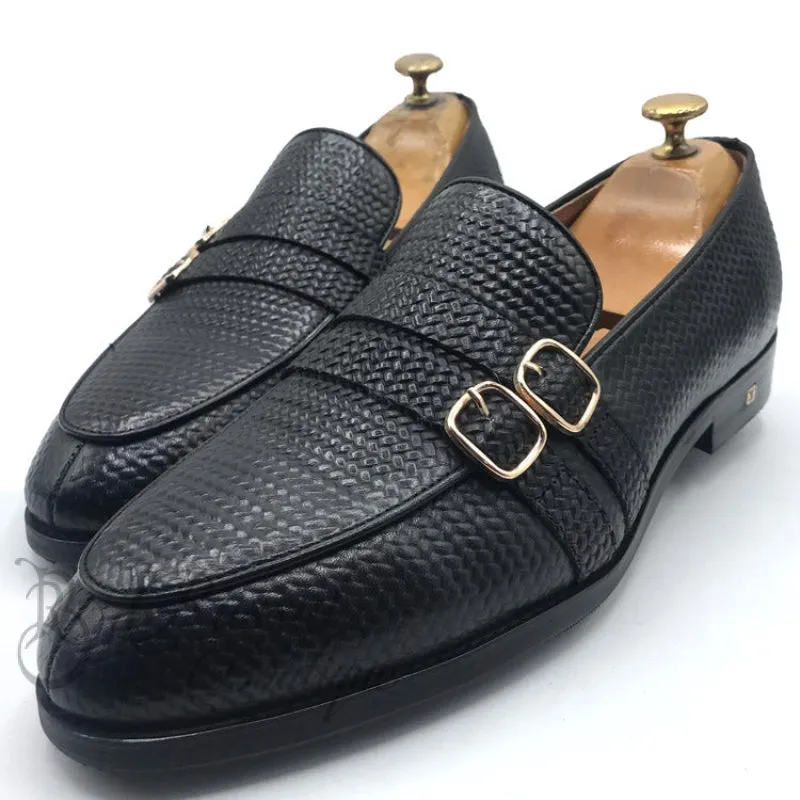 LV weave leather monk shoe | Black