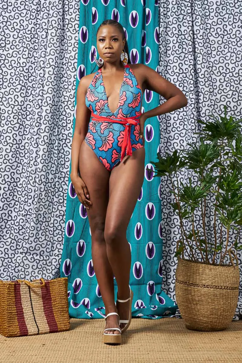 Nailah Reversi One Piece Swimsuit - Blue/Red Rolls Royce