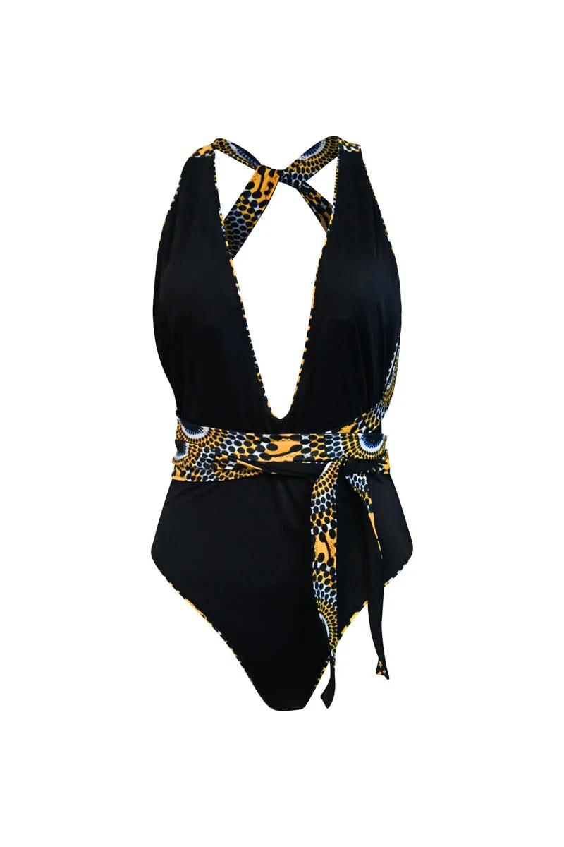 Nailah Reversi One Piece - Yellow/Black Water Well