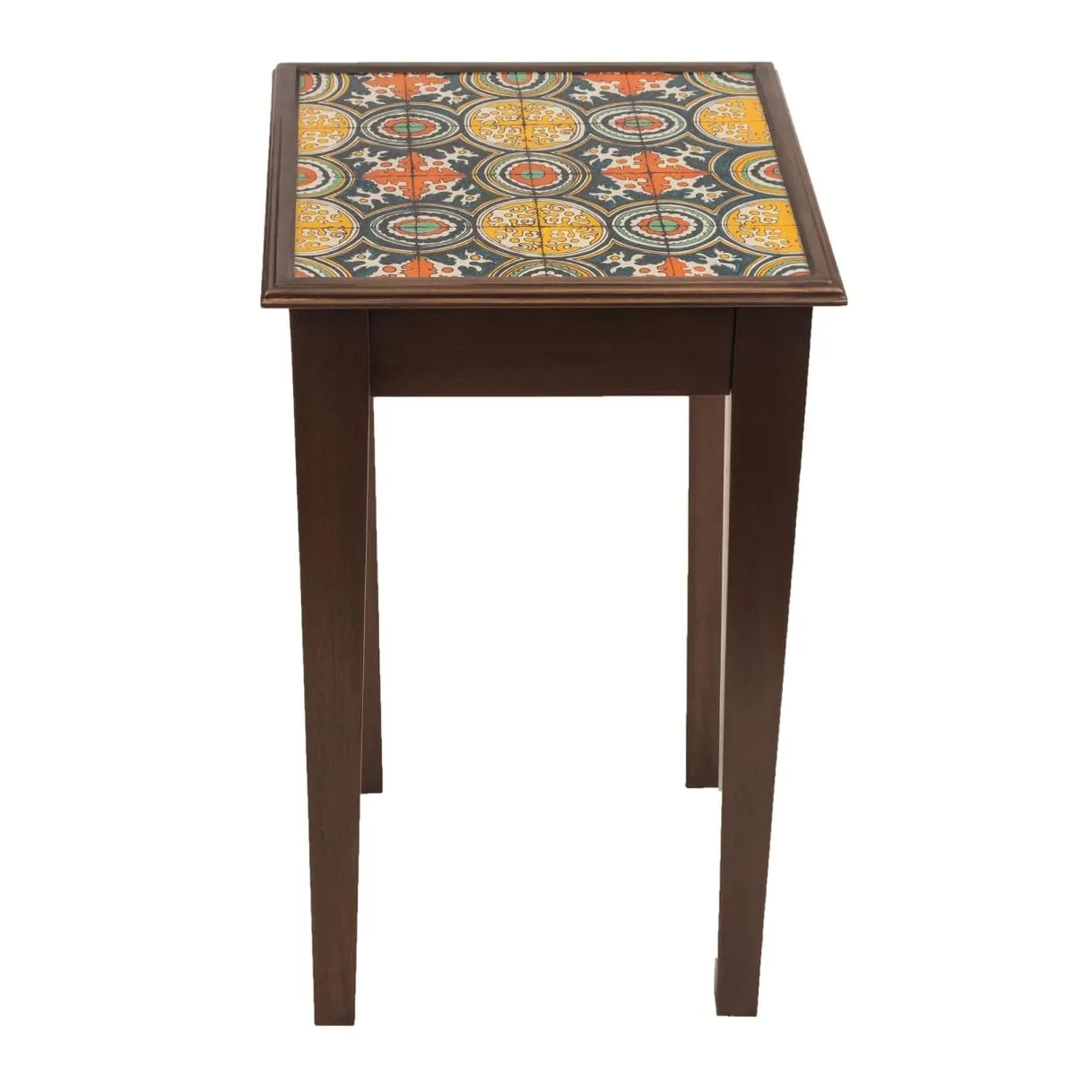 Novica Dominican Heritage Reverse-Painted Glass Accent Table