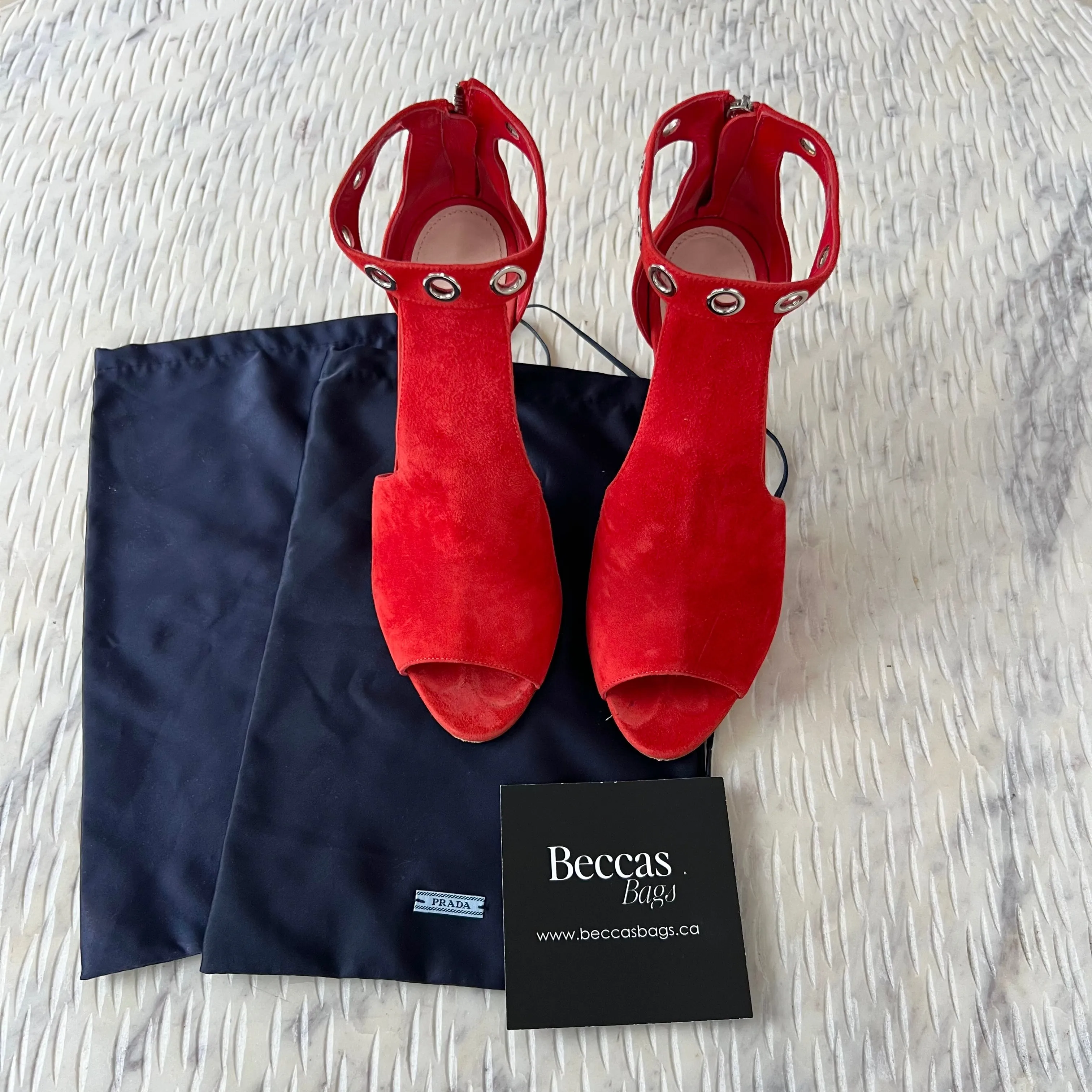 Prada Red Suede Heels