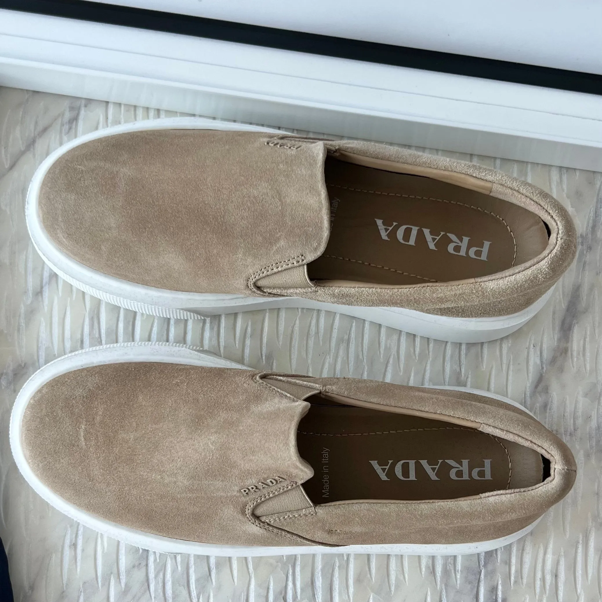 Prada Suede Slip On Sneakers