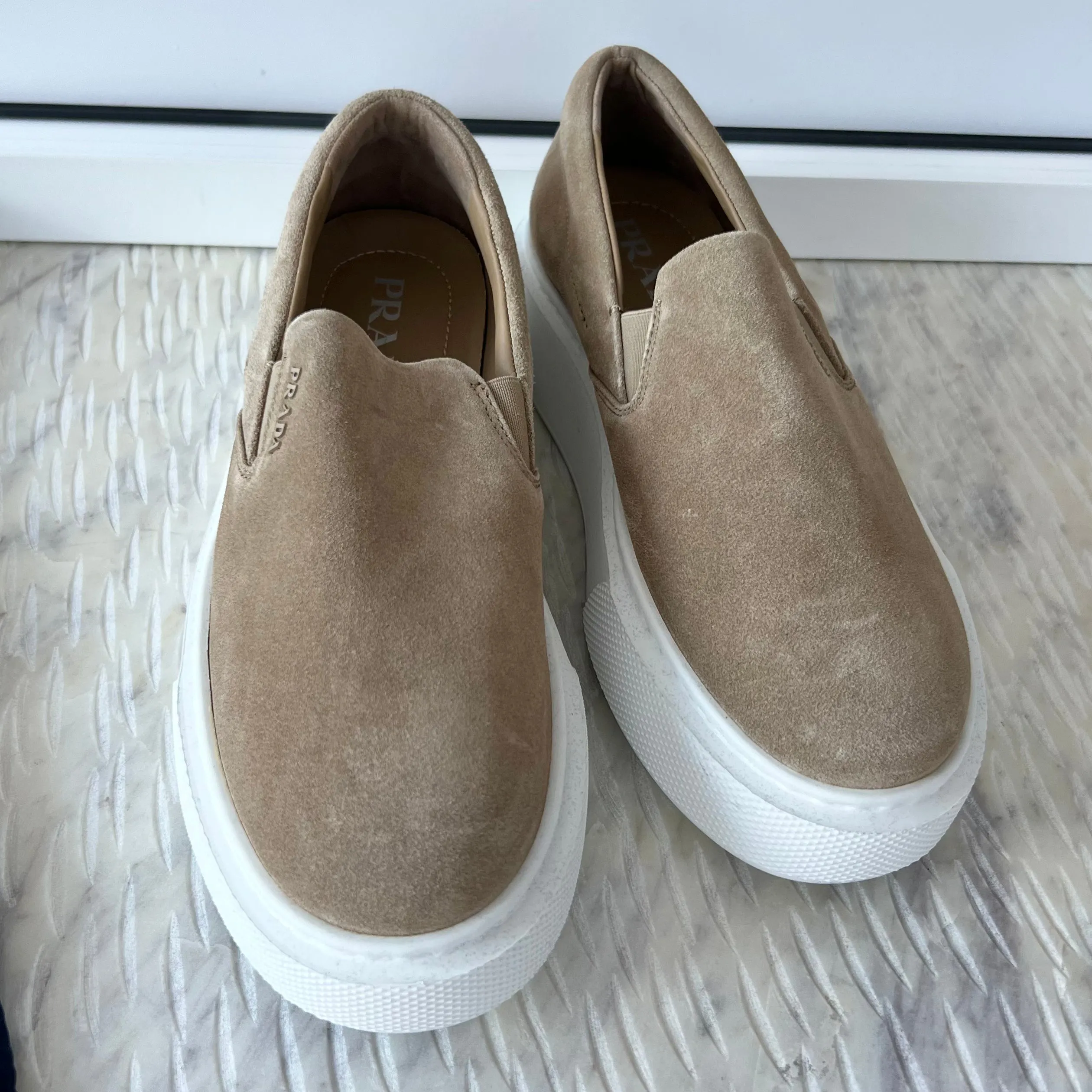 Prada Suede Slip On Sneakers