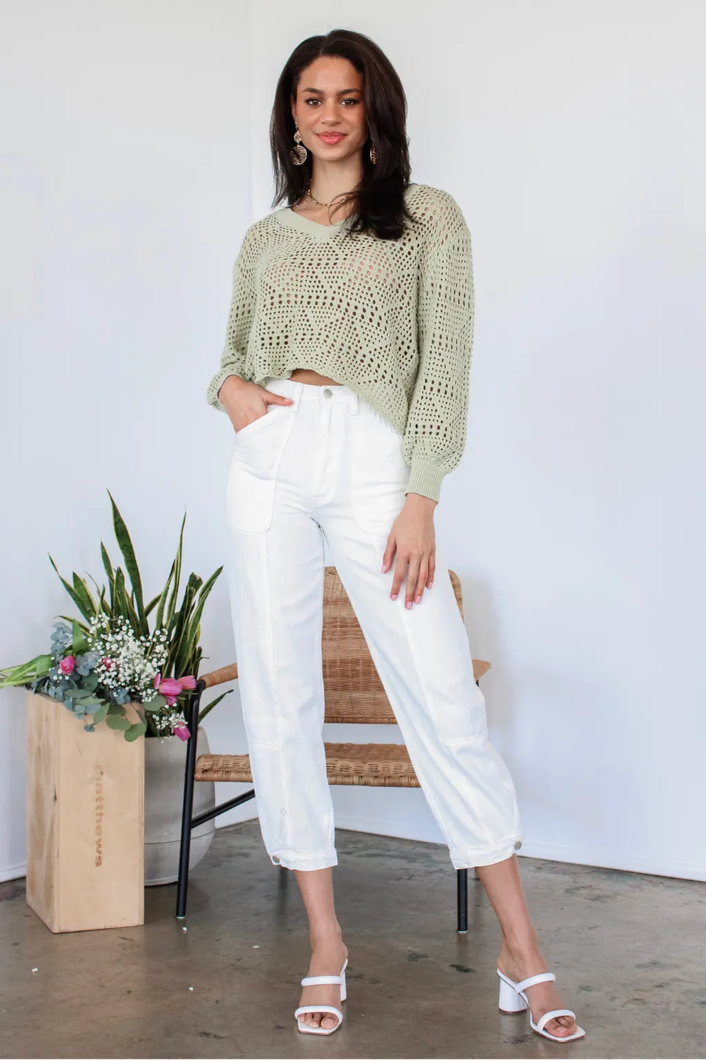 Slipped Away Lightweight Sweater in Sage