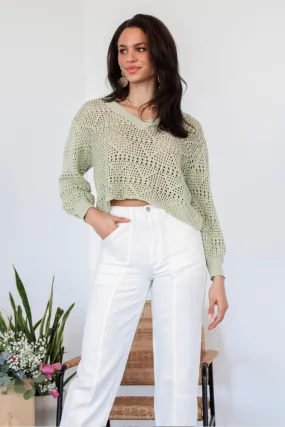 Slipped Away Lightweight Sweater in Sage