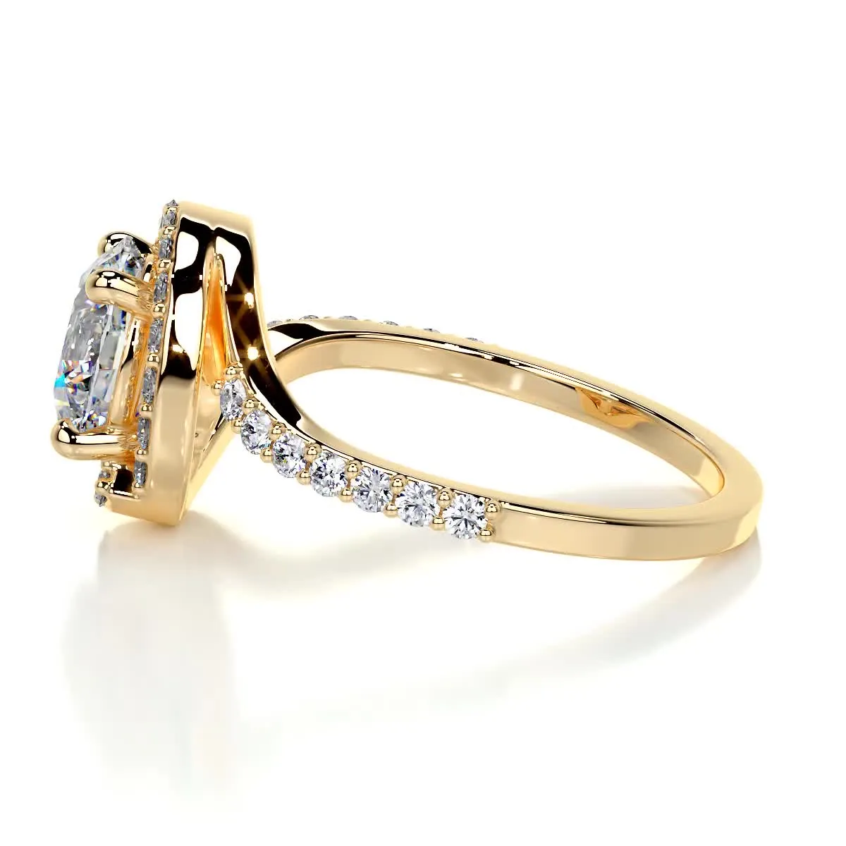 Stella Moissanite & Diamonds Ring -18K Yellow Gold