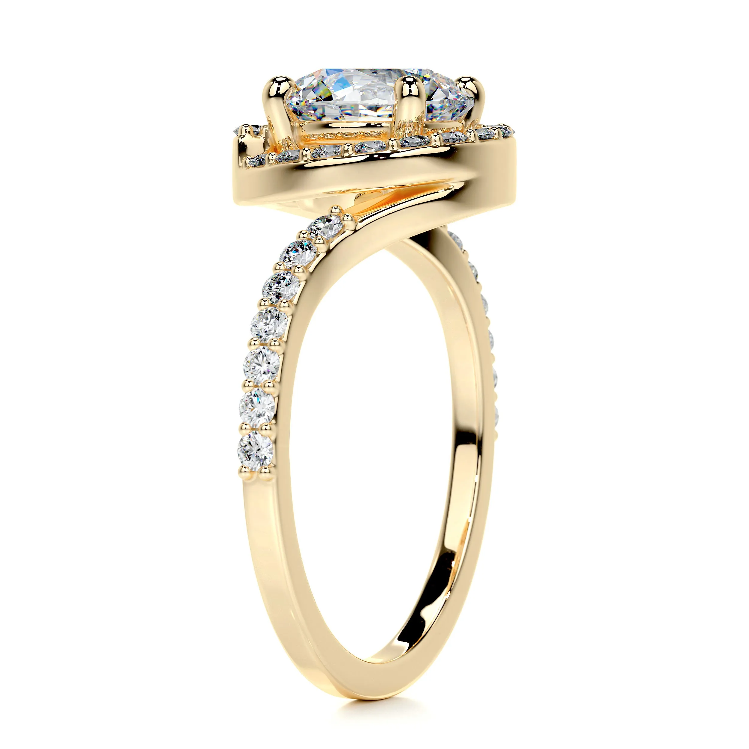 Stella Moissanite & Diamonds Ring -18K Yellow Gold