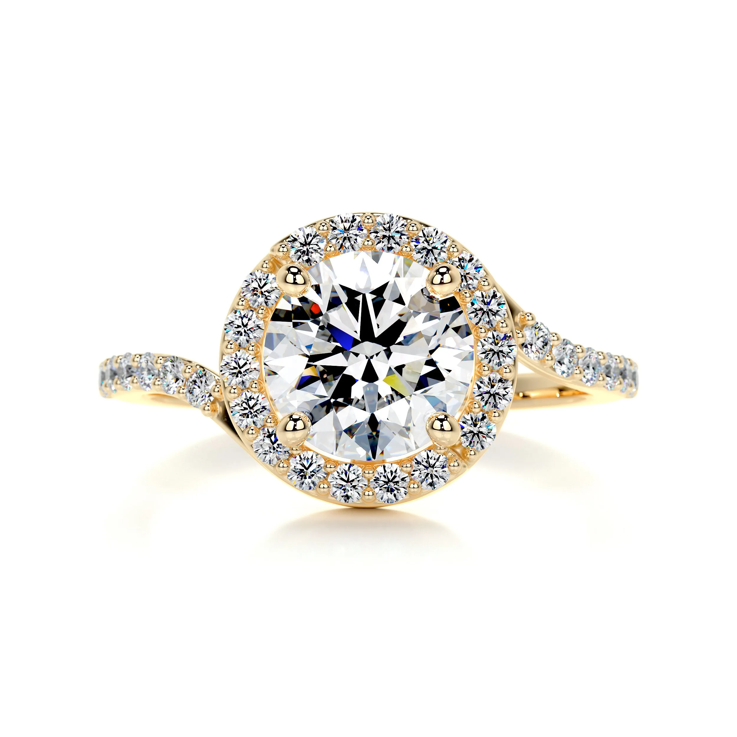 Stella Moissanite & Diamonds Ring -18K Yellow Gold